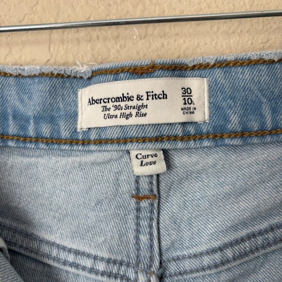 Abercrombie & Fitch The 90s Straight Leg Ultra High Rise Split Hem Jeans 10 Long - Picture 3 of 11